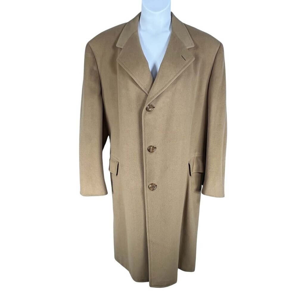 Hickey Freeman Vintage 1971 Mens 3X 100% Cashmere Tan Soft Overcoat Quiet Luxury